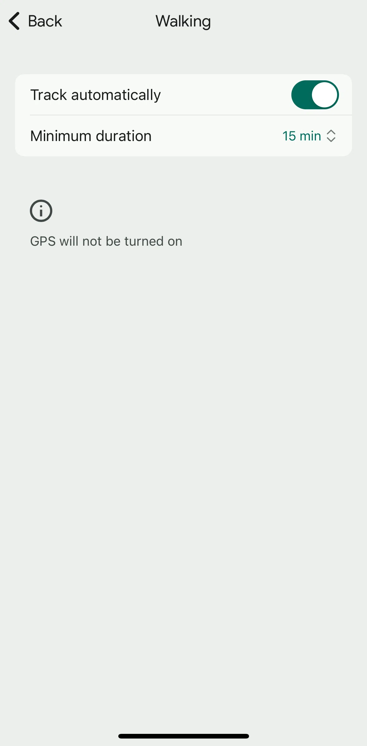 Fitbit Screen screen in the Changing minimum duration flow