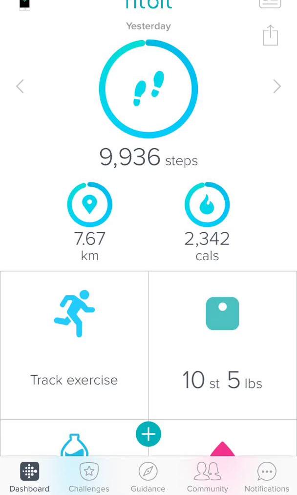 Fitbit Dashboard screen in the Customization Settings flow