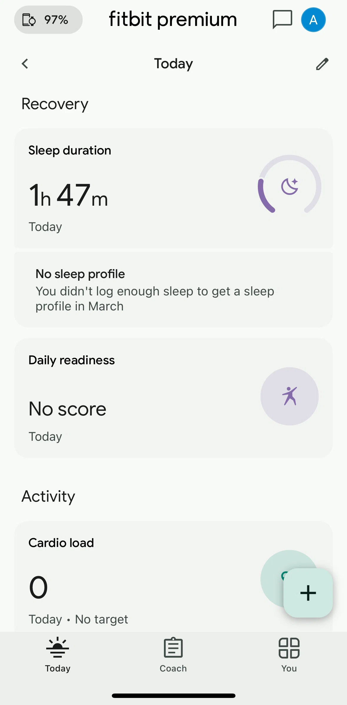 Fitbit Screen screen in the Daily readiness flow