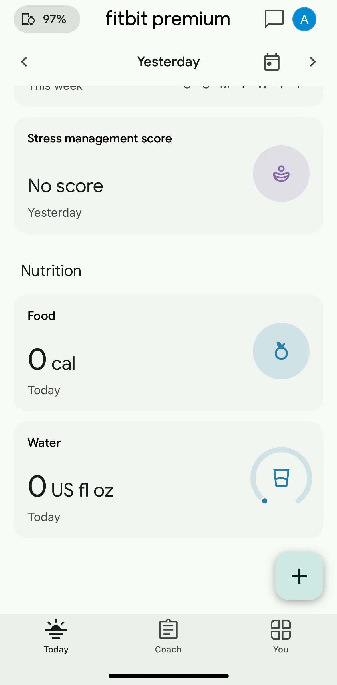 Fitbit Screen screen in the Food flow