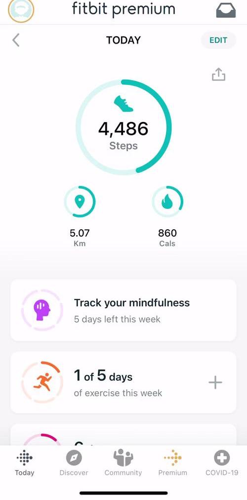 Fitbit Dashboard screen in the General Browsing flow