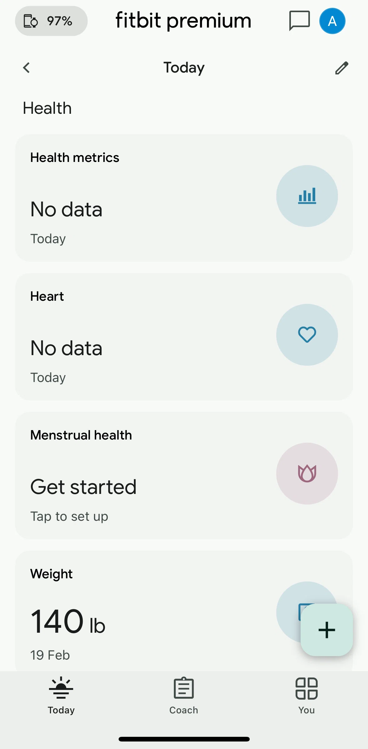 Fitbit Screen screen in the Heart flow