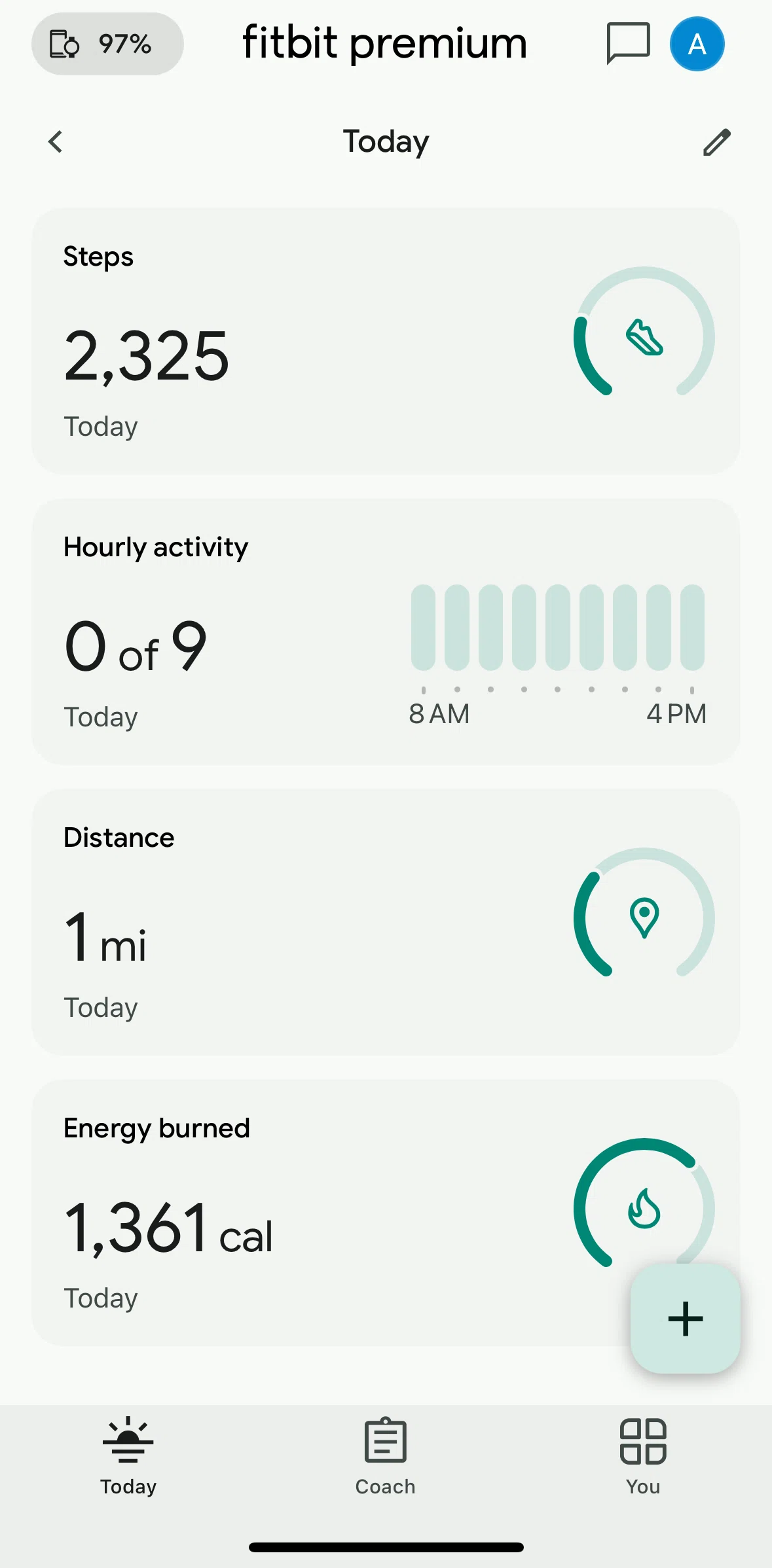 Fitbit Screen screen in the Hourly activity flow