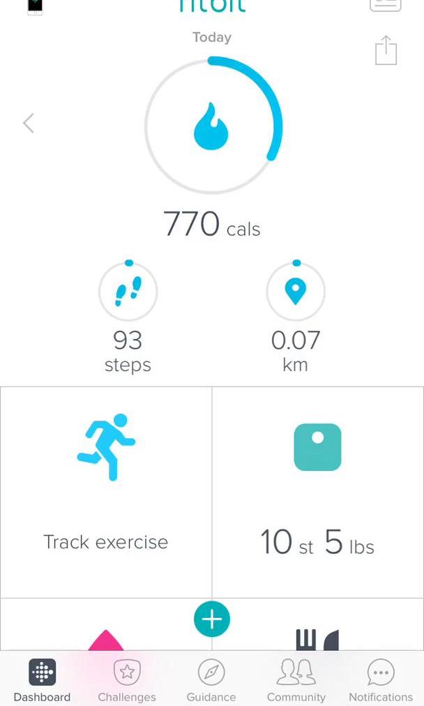 Fitbit Dashboard screen in the Inviting People flow