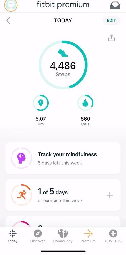 Fitbit Dashboard screen in the Joining A Group flow