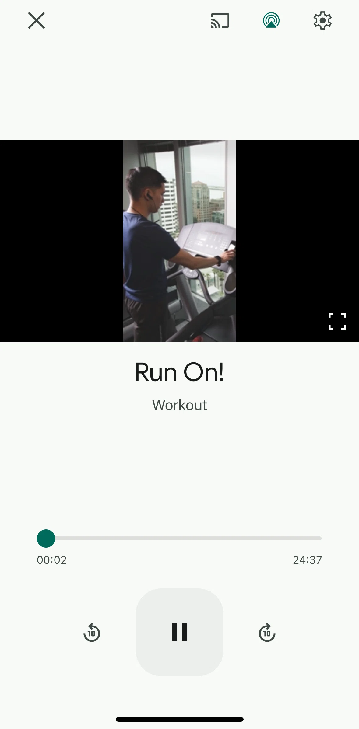 Fitbit Screen screen in the Logging a workout session flow