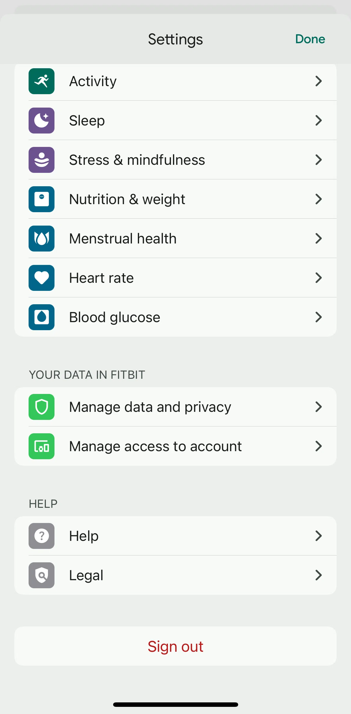 Fitbit Screen screen in the Logging out flow
