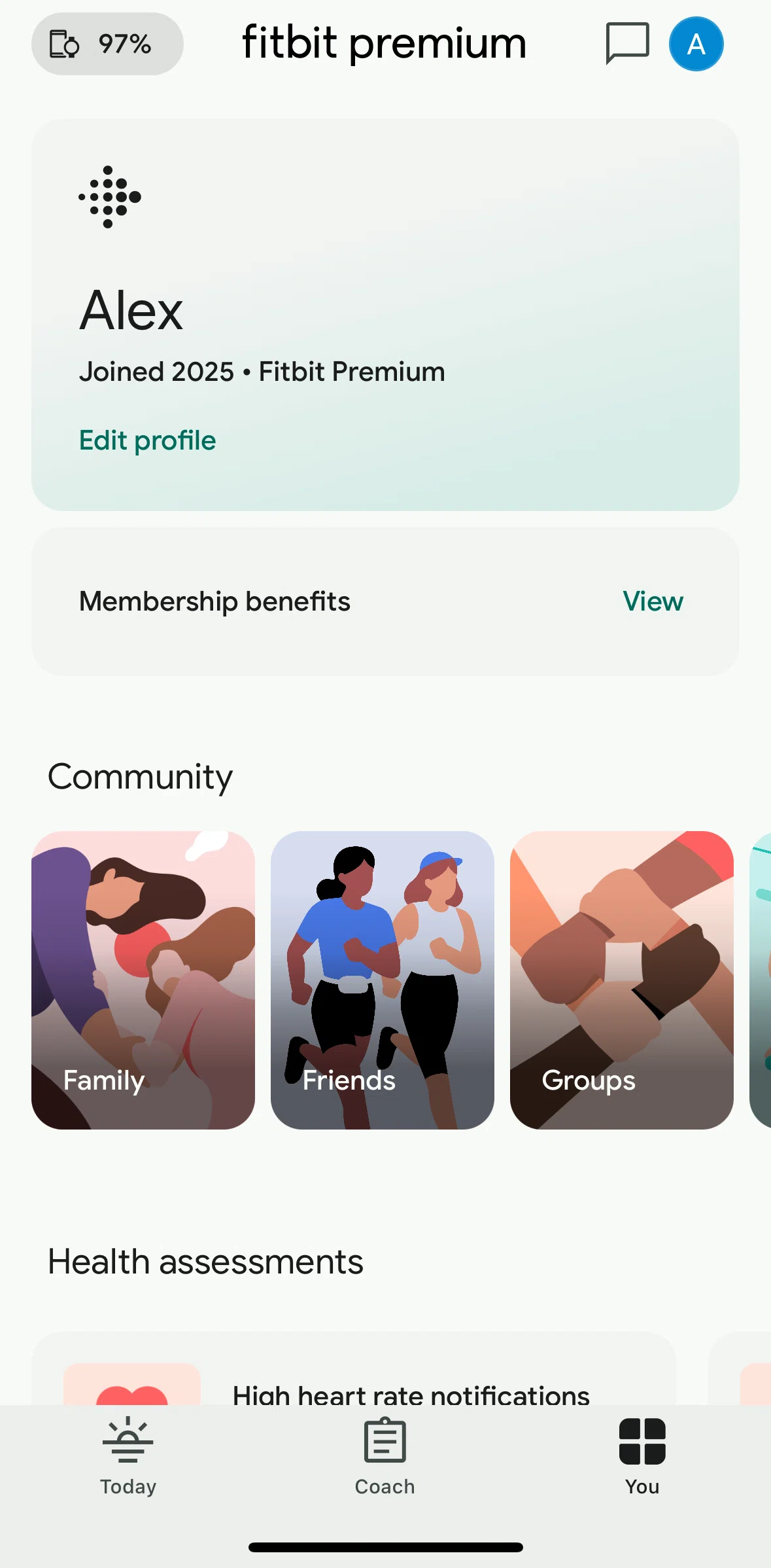 Fitbit Screen screen in the Profile flow