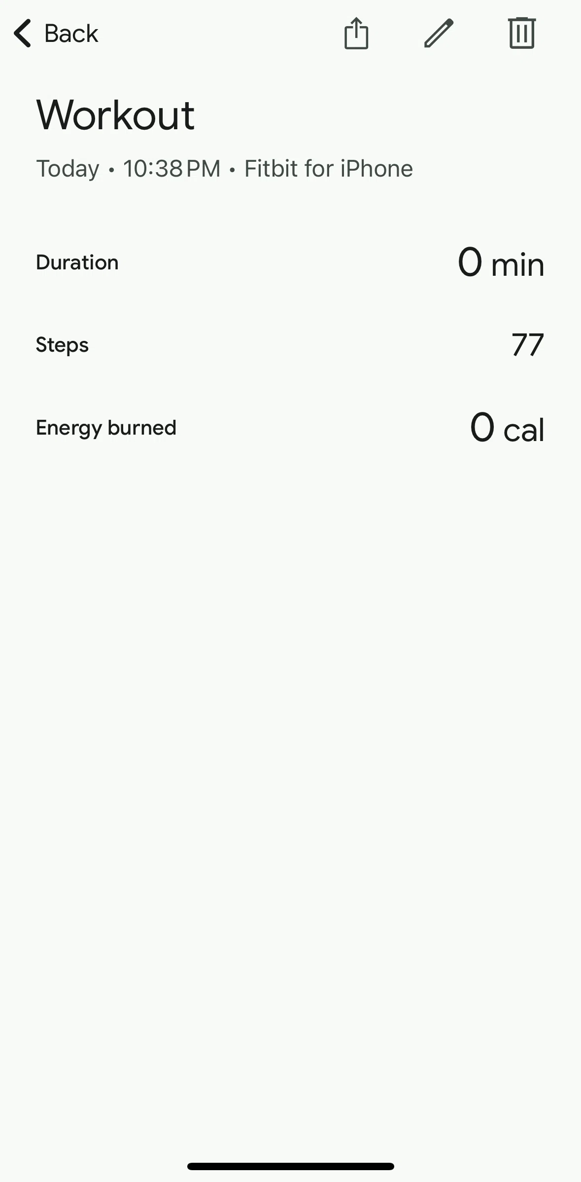 Fitbit Screen screen in the Sharing workout information flow