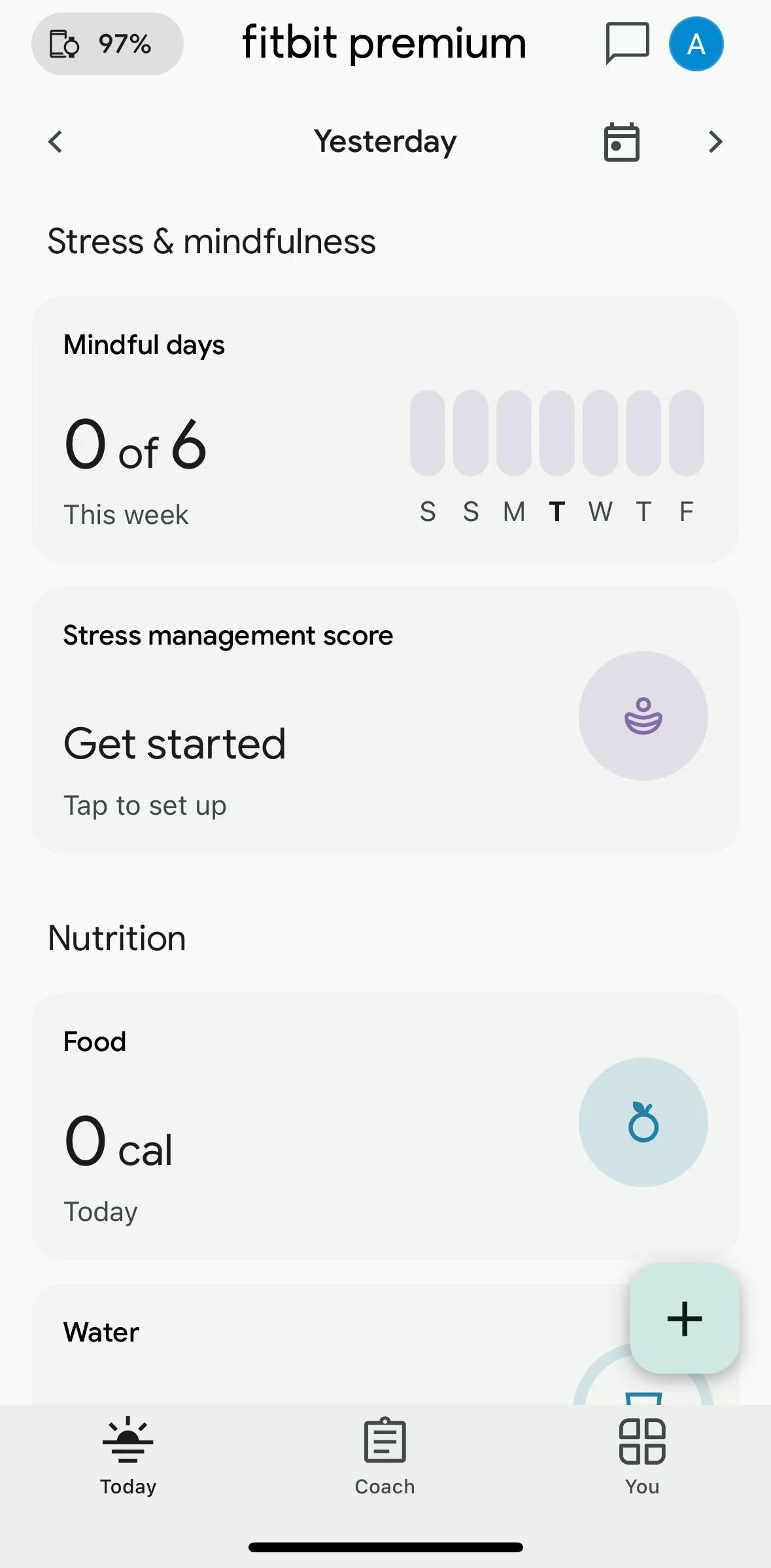 Fitbit Screen screen in the Stress management score flow