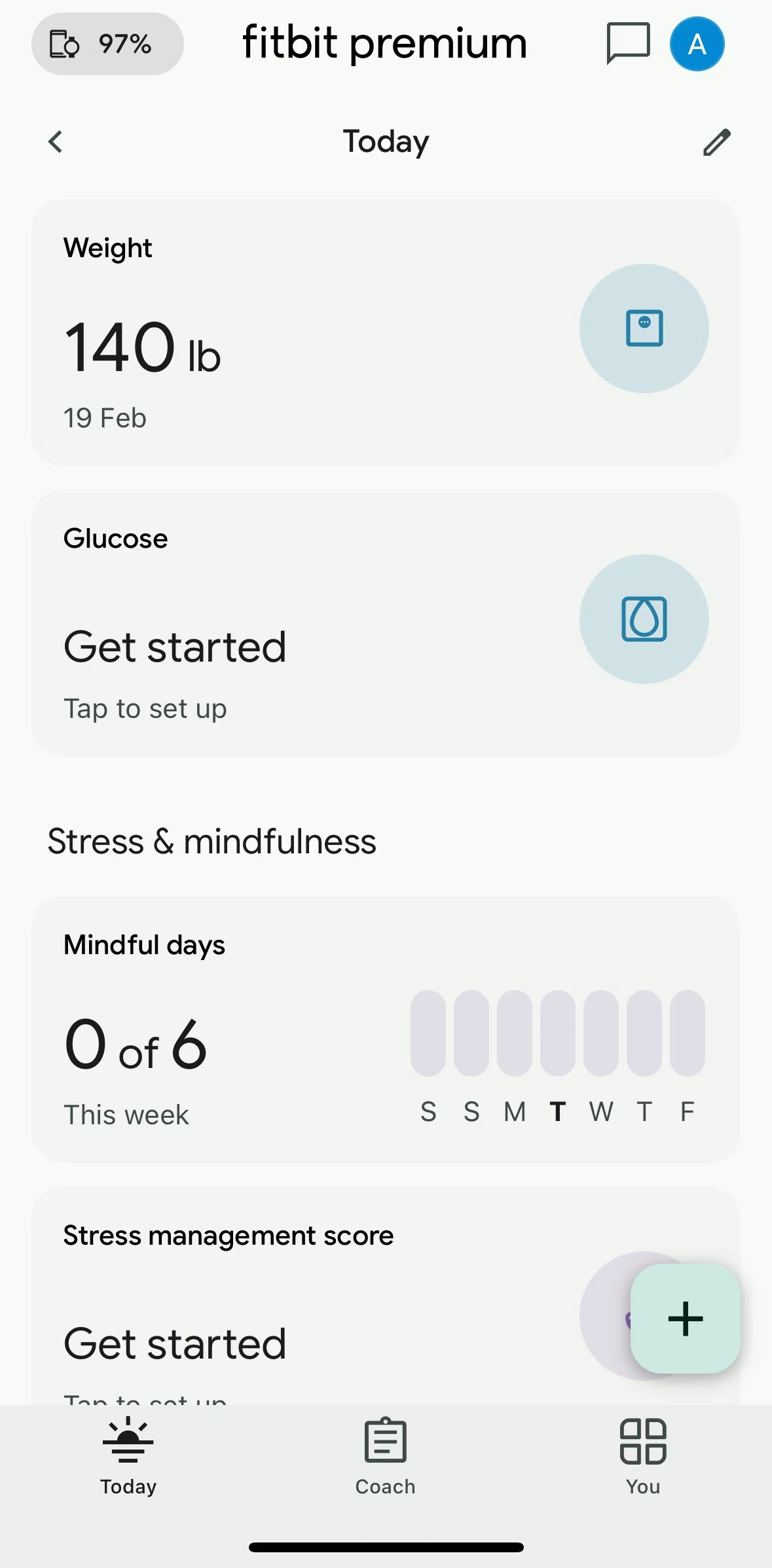 Fitbit Screen screen in the Weight flow