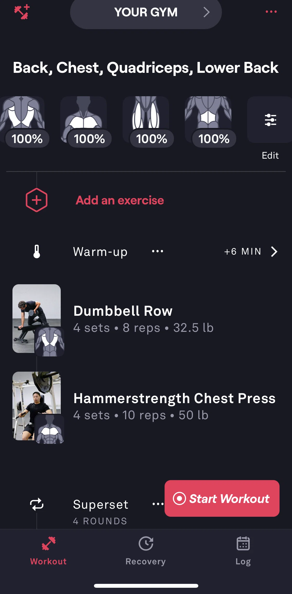 Fitbod Screen screen in the Gym profile options flow