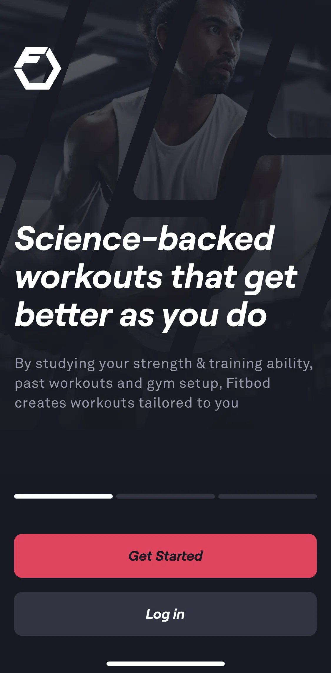 Fitbod Screen screen in the Logging in flow