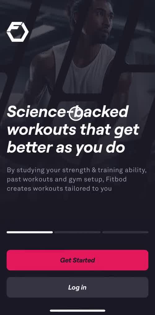 Fitbod Welcome slides screen in the Onboarding flow