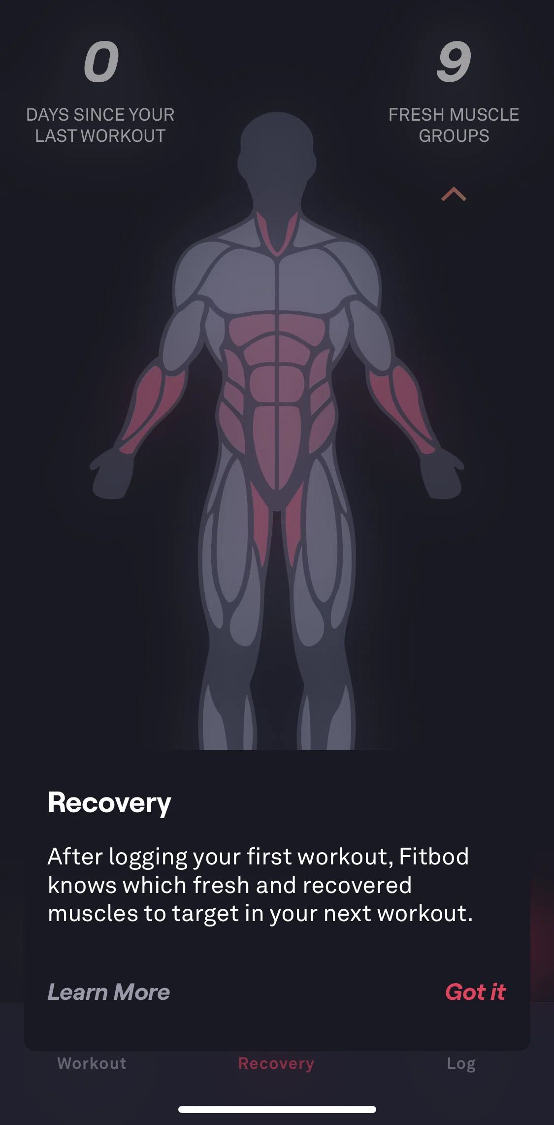 Fitbod Screen screen in the Recovery flow