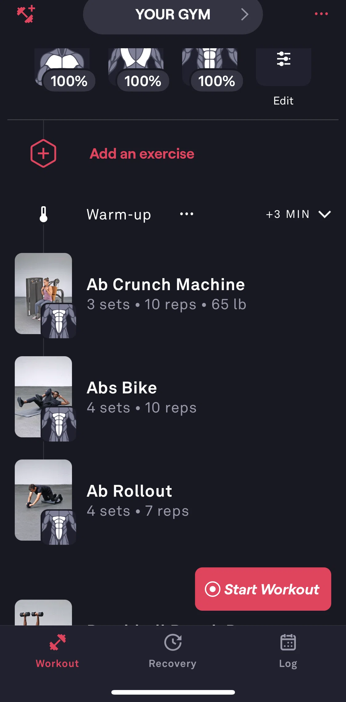 Fitbod Screen screen in the Routine options flow