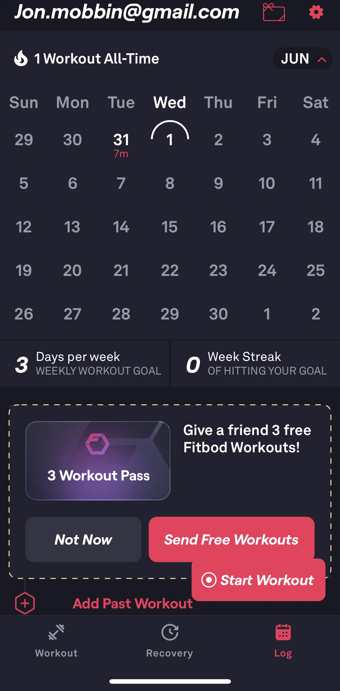 Fitbod Screen screen in the Settings flow