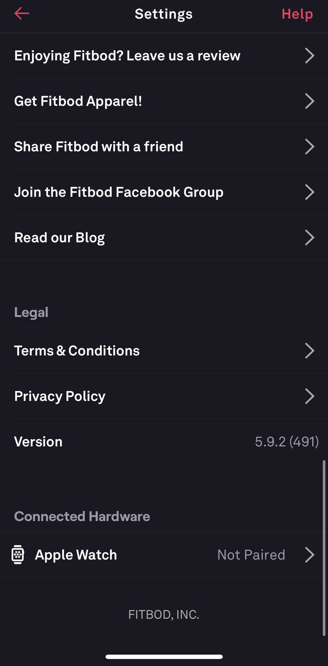 Fitbod Screen screen in the Terms & conditions flow
