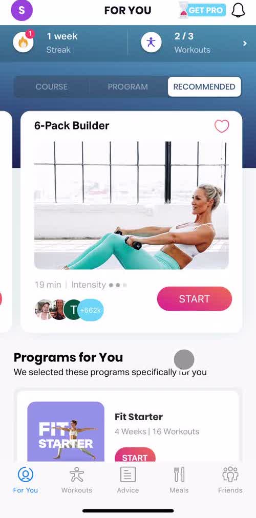 Fiton Home screen in the Searching flow