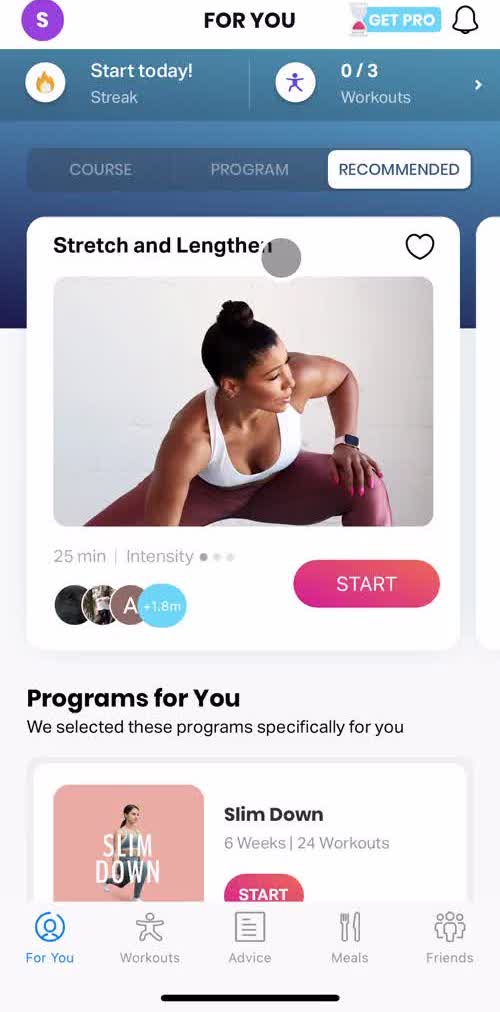 Fiton Home screen in the Tracking Activity flow