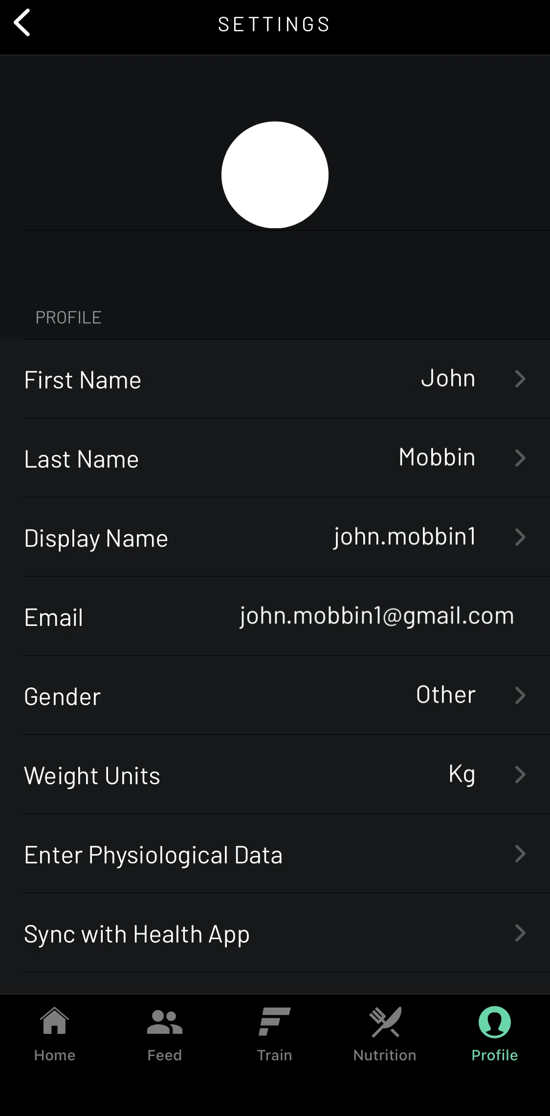 Fitplan Screen screen in the Entering physiological data flow