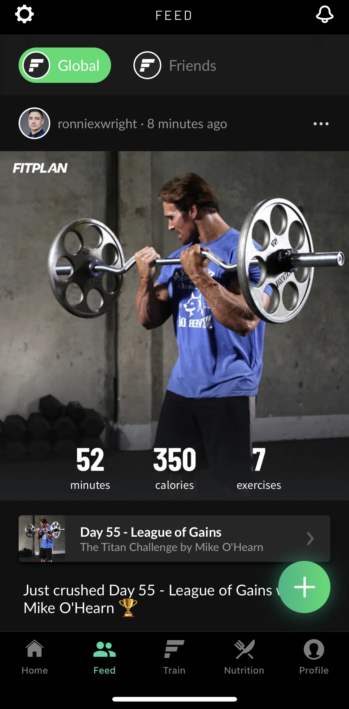 Fitplan Screen screen in the Feed flow