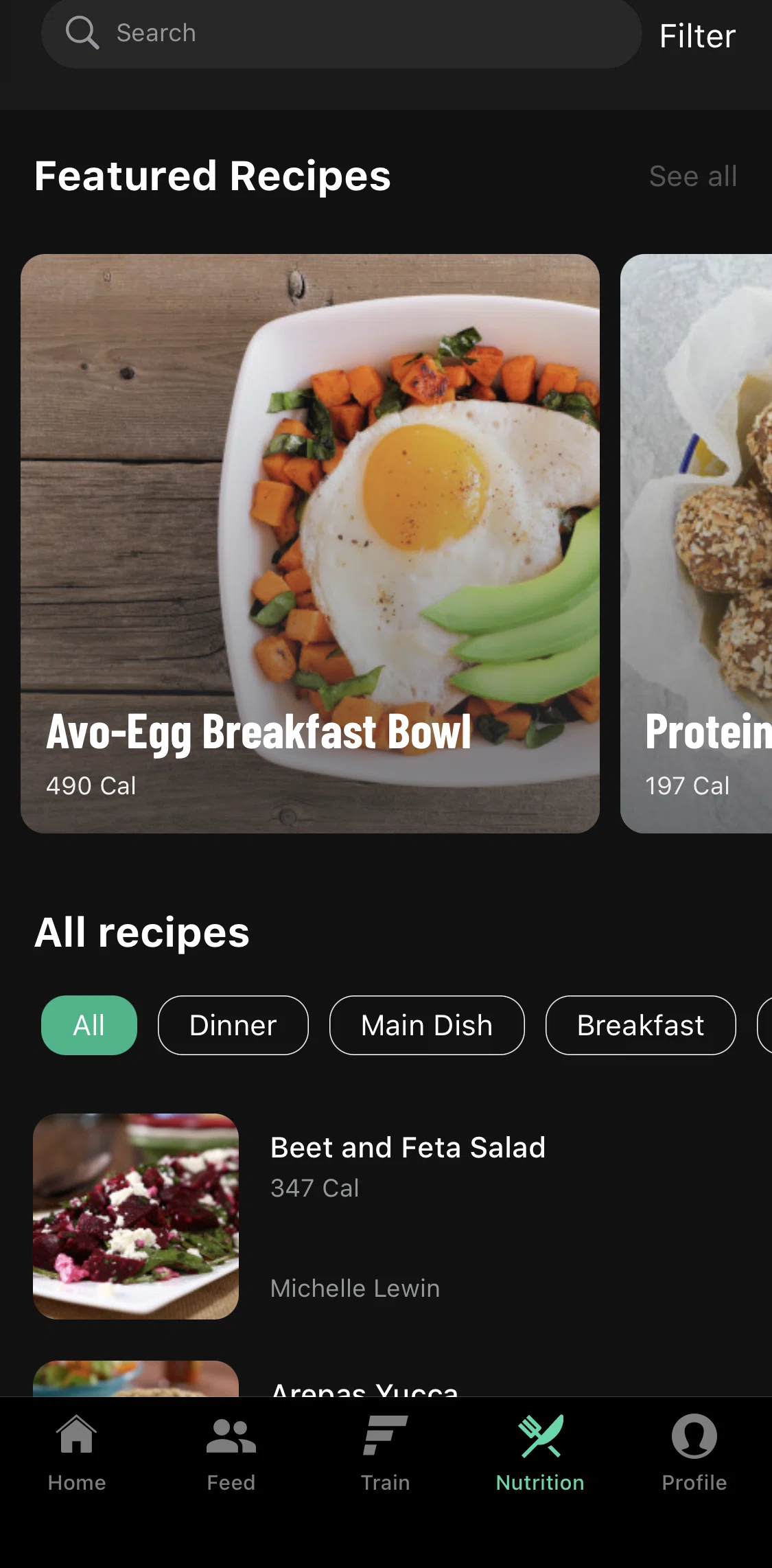 Fitplan Screen screen in the Filtering Nutrition flow