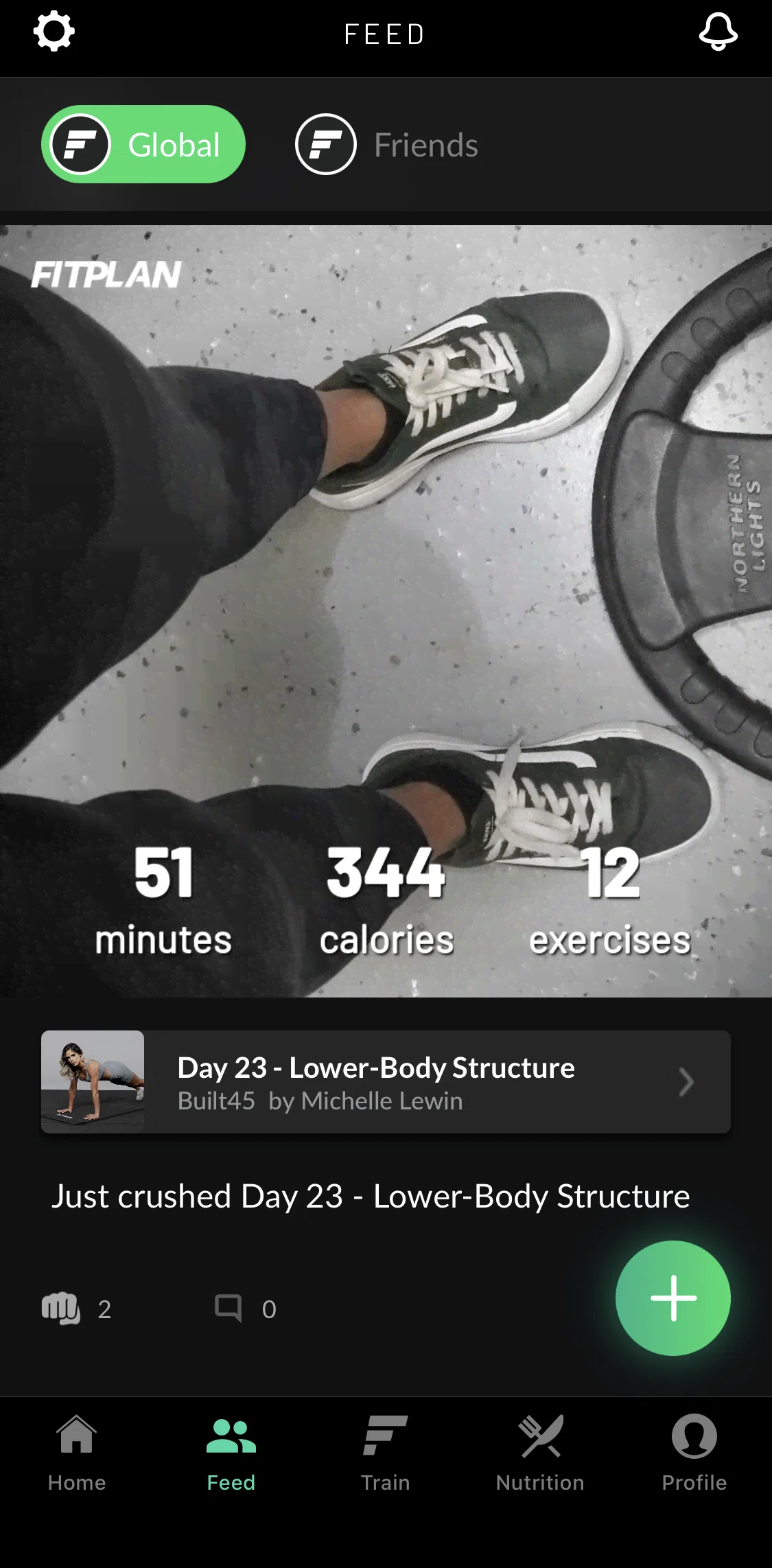 Fitplan Screen screen in the Liking a post flow