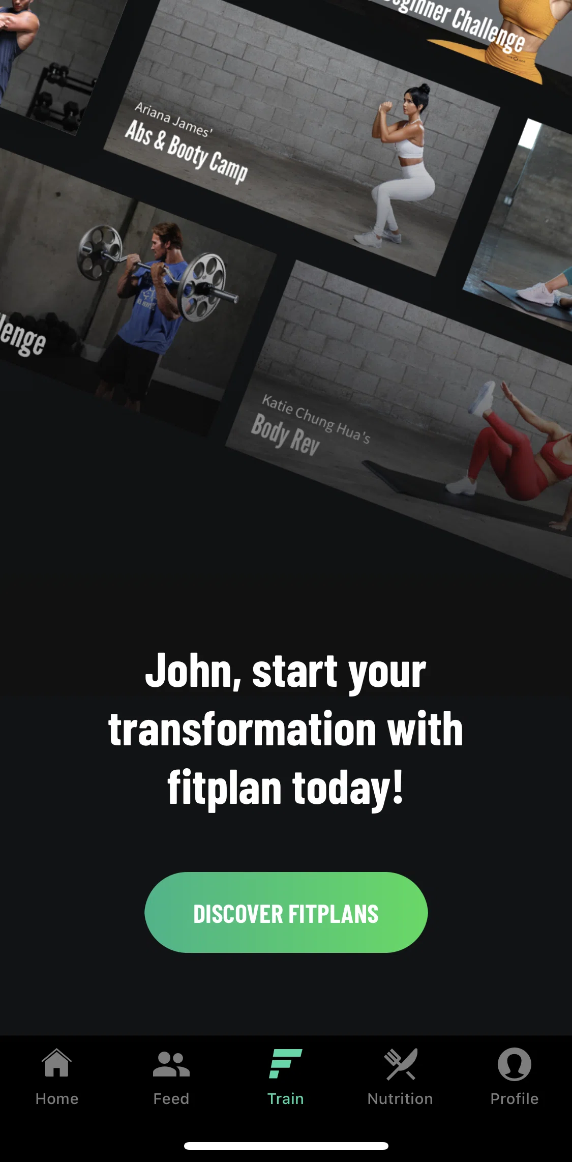Fitplan Screen screen in the Train flow