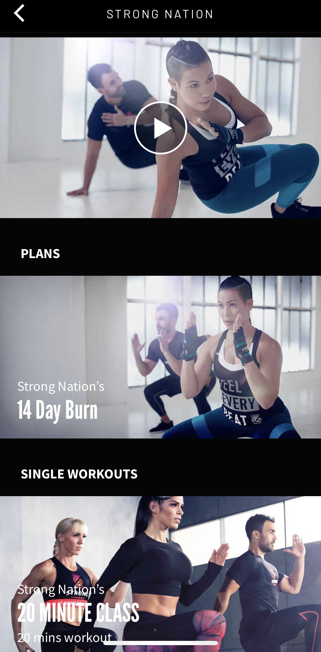 Fitplan Screen screen in the Watching a video flow