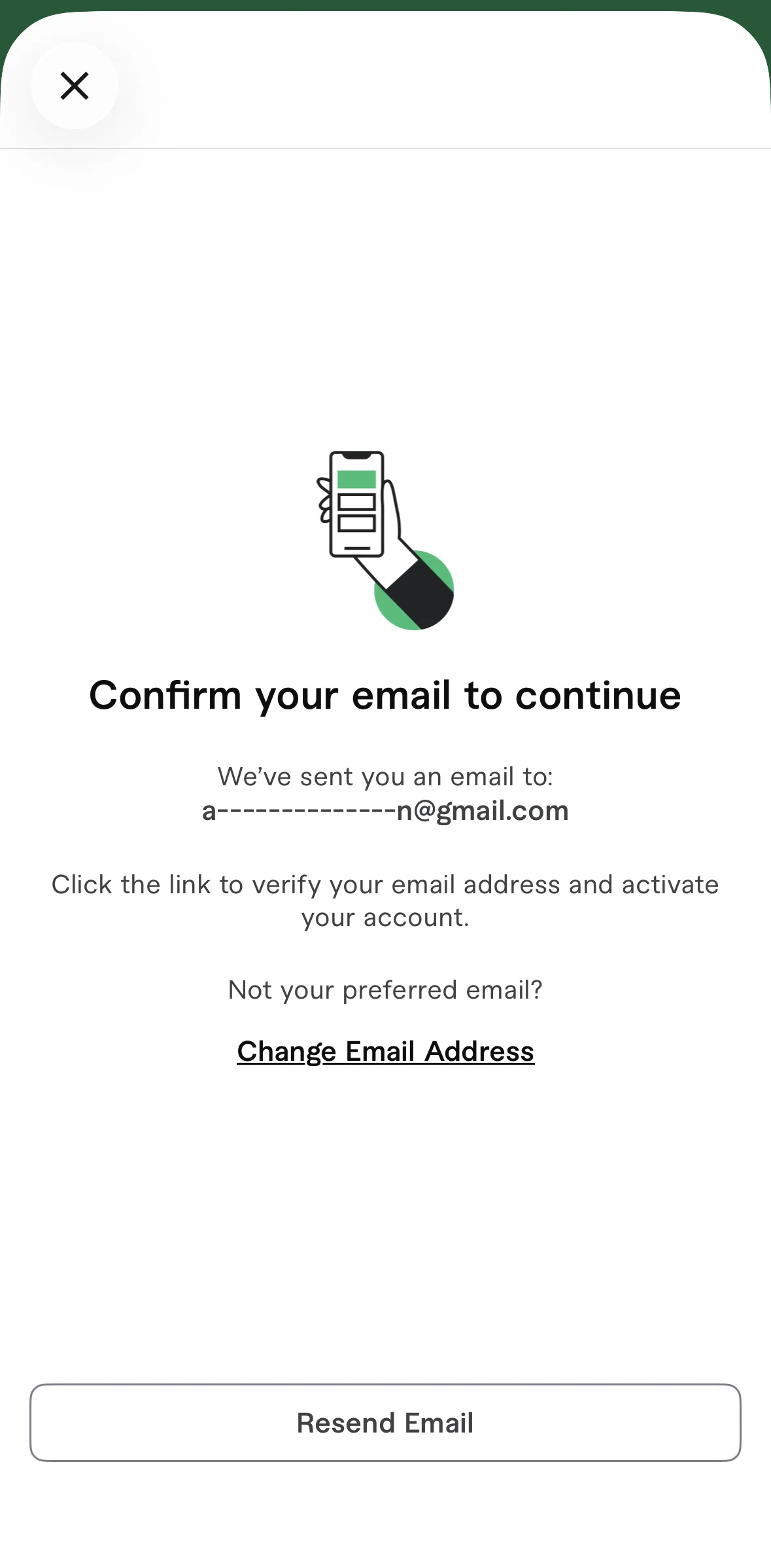 Fiverr Screen screen in the Changing an email address flow