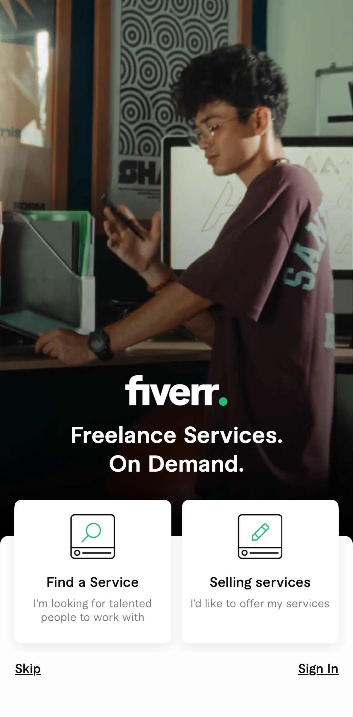 Fiverr Screen screen in the Onboarding (seller) flow