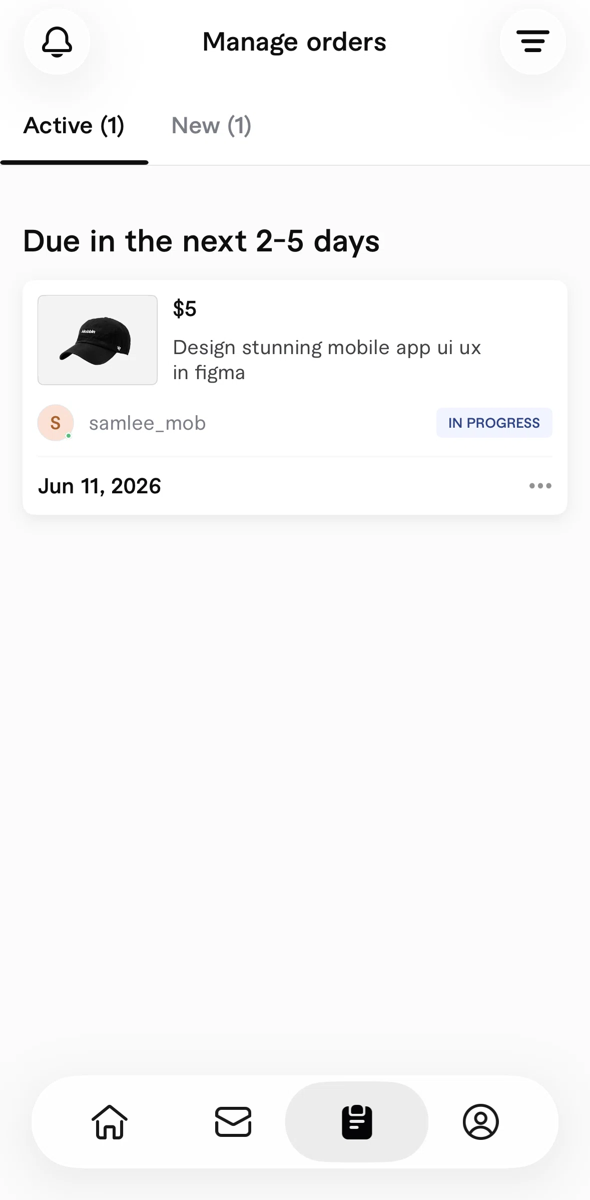 Fiverr Screen screen in the Order detail (seller) flow
