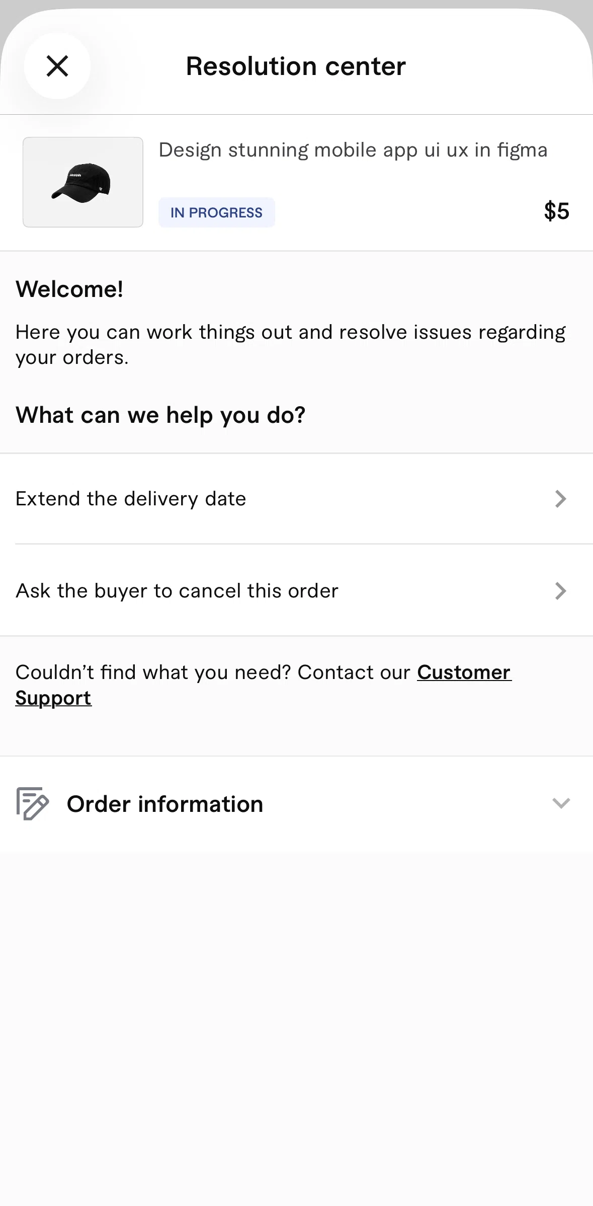 Fiverr Screen screen in the Requesting delivery time extension flow