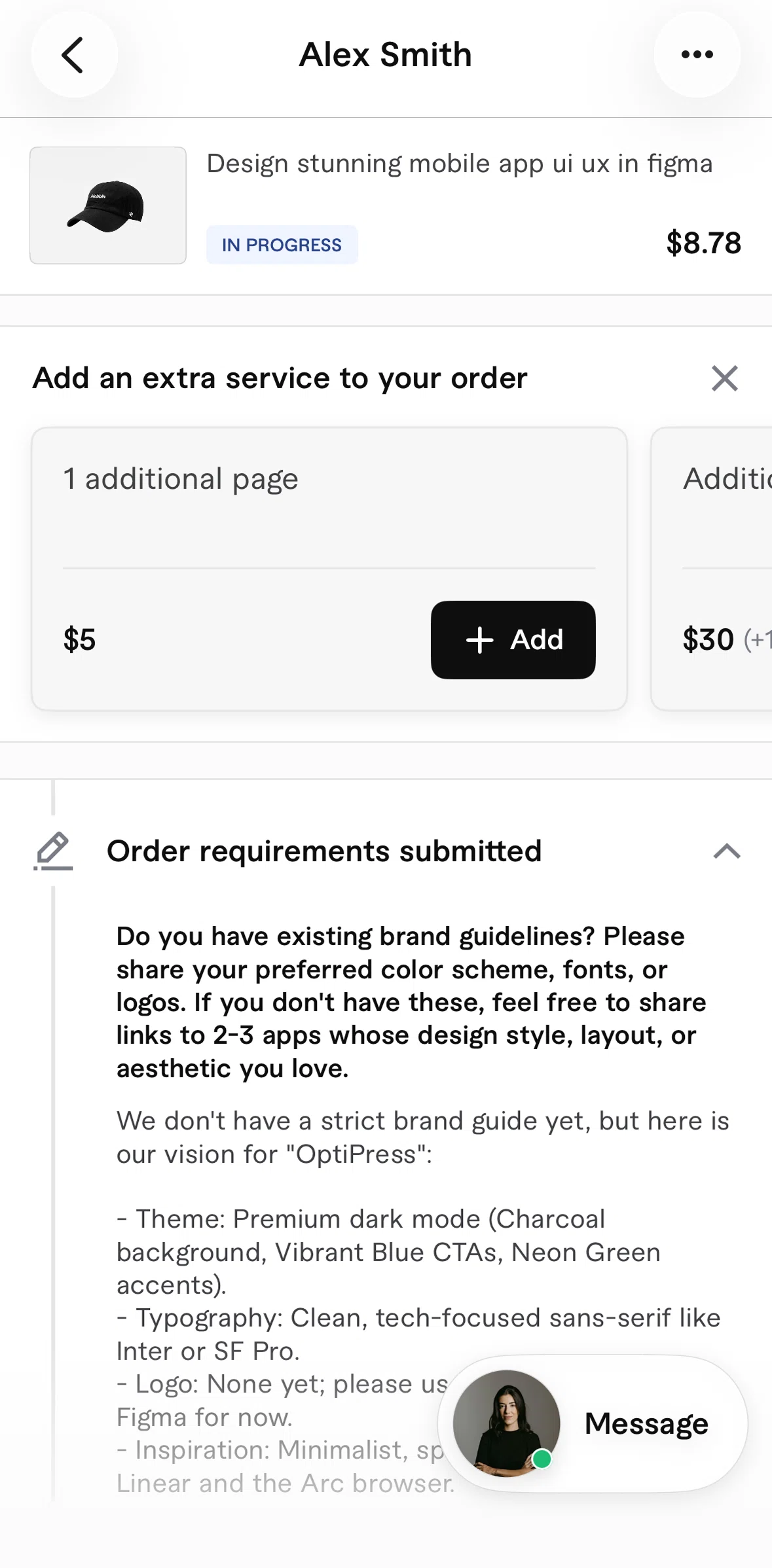 Fiverr Screen screen in the Resolution center flow