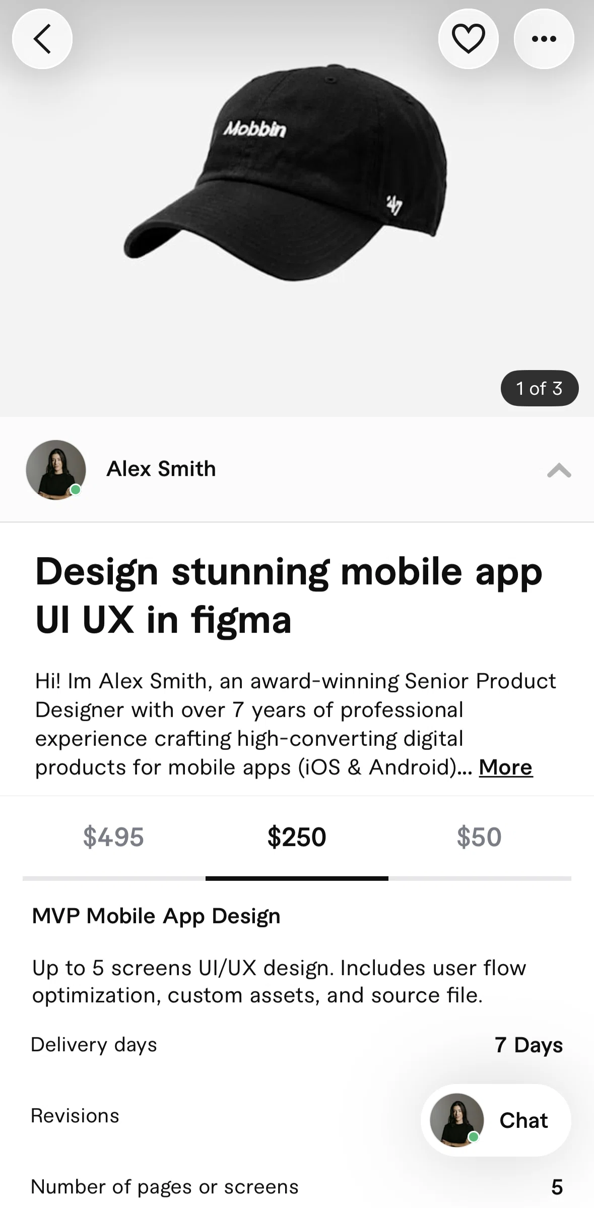 Fiverr Screen screen in the Saving a service flow