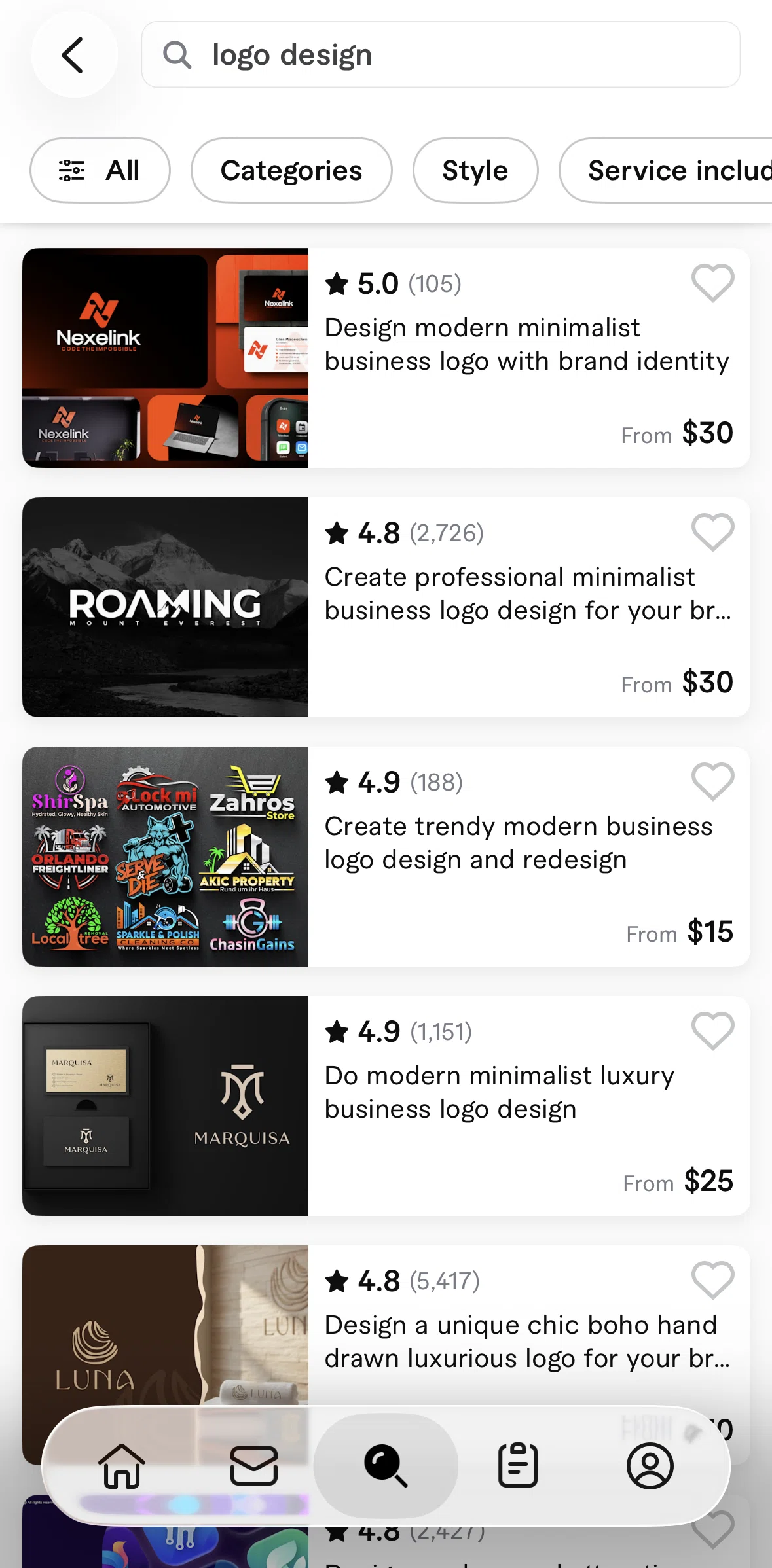 Fiverr Screen screen in the Service detail flow