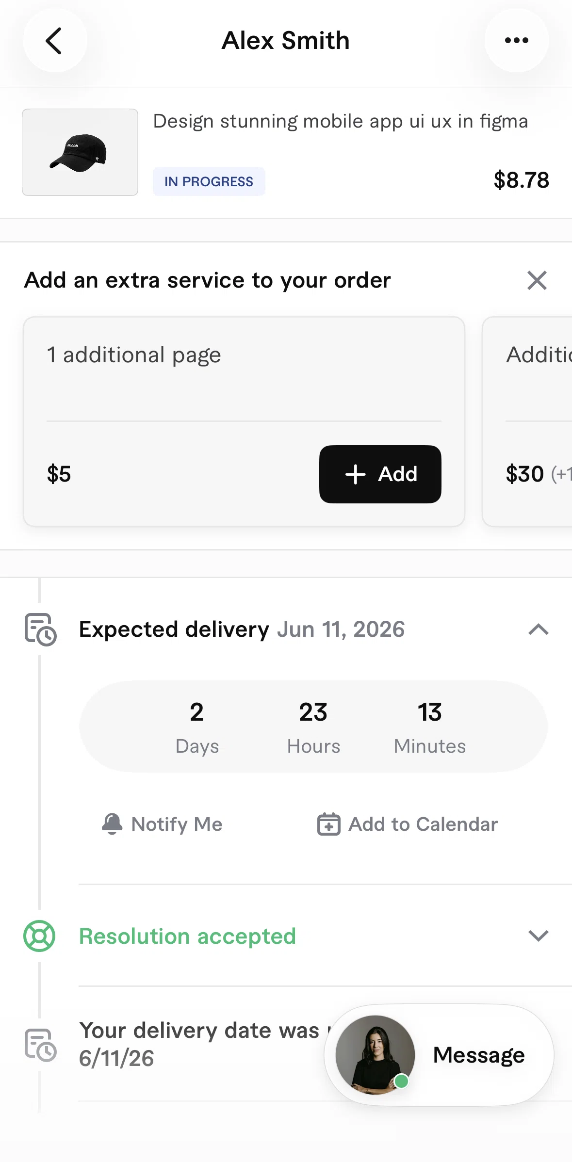 Fiverr Screen screen in the Turning on an order notification flow
