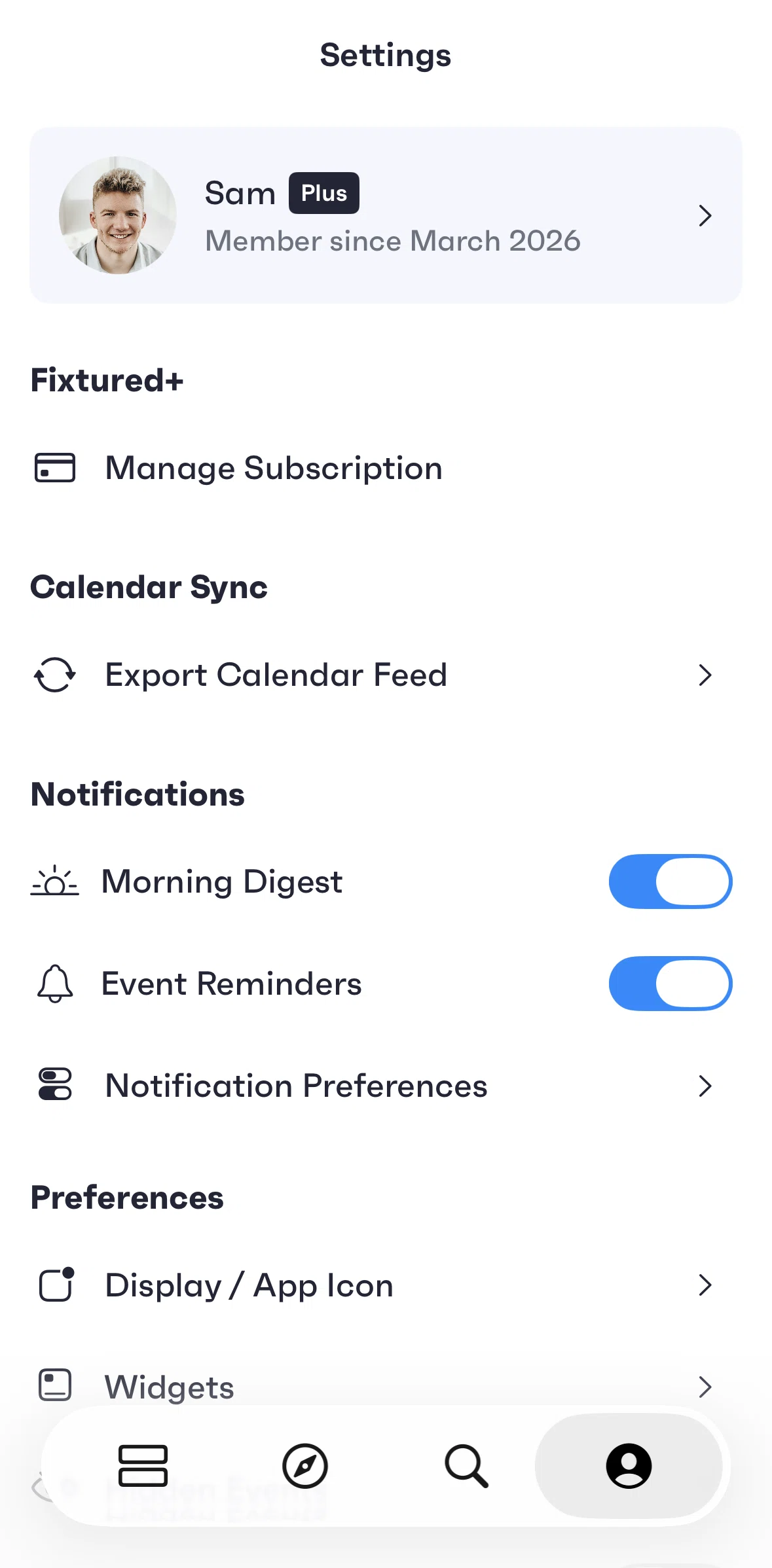 Fixtured Screen screen in the Calendar sync flow