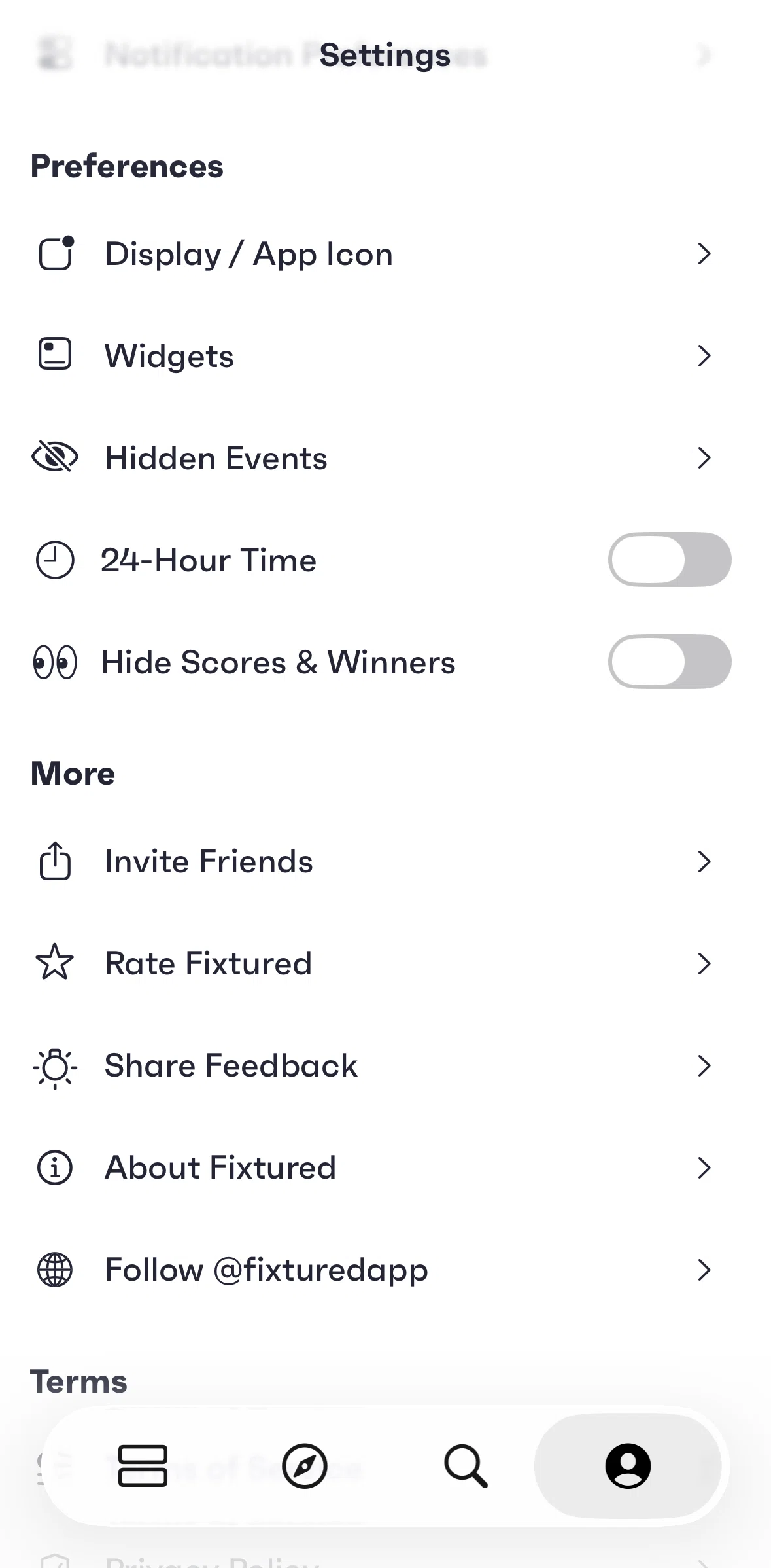 Fixtured Screen screen in the Display settings flow