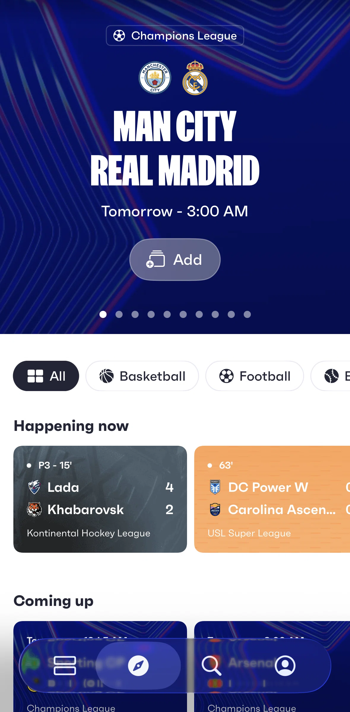 Fixtured Screen screen in the Event detail (featured event) flow