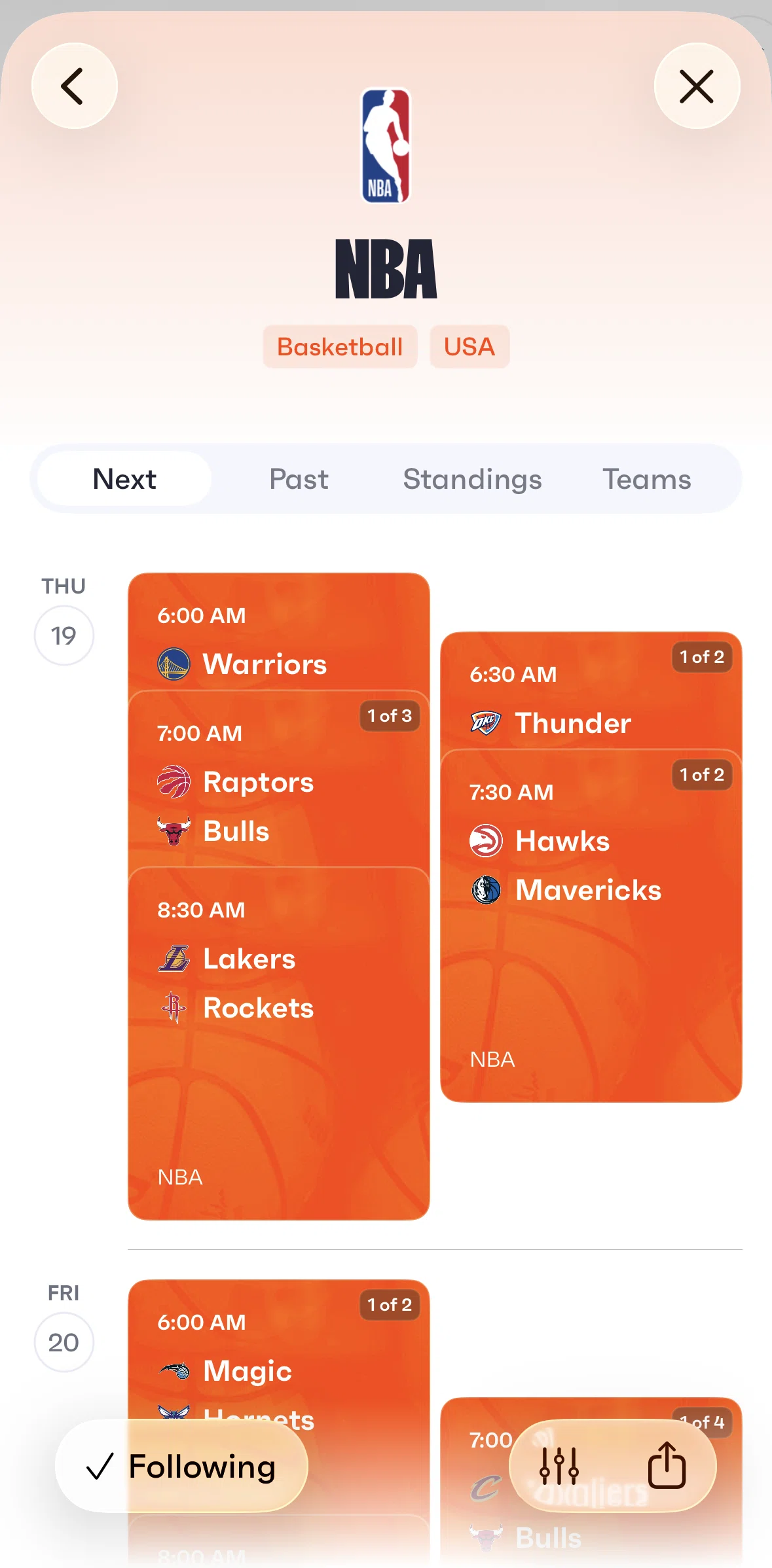Fixtured Screen screen in the Filtering events flow