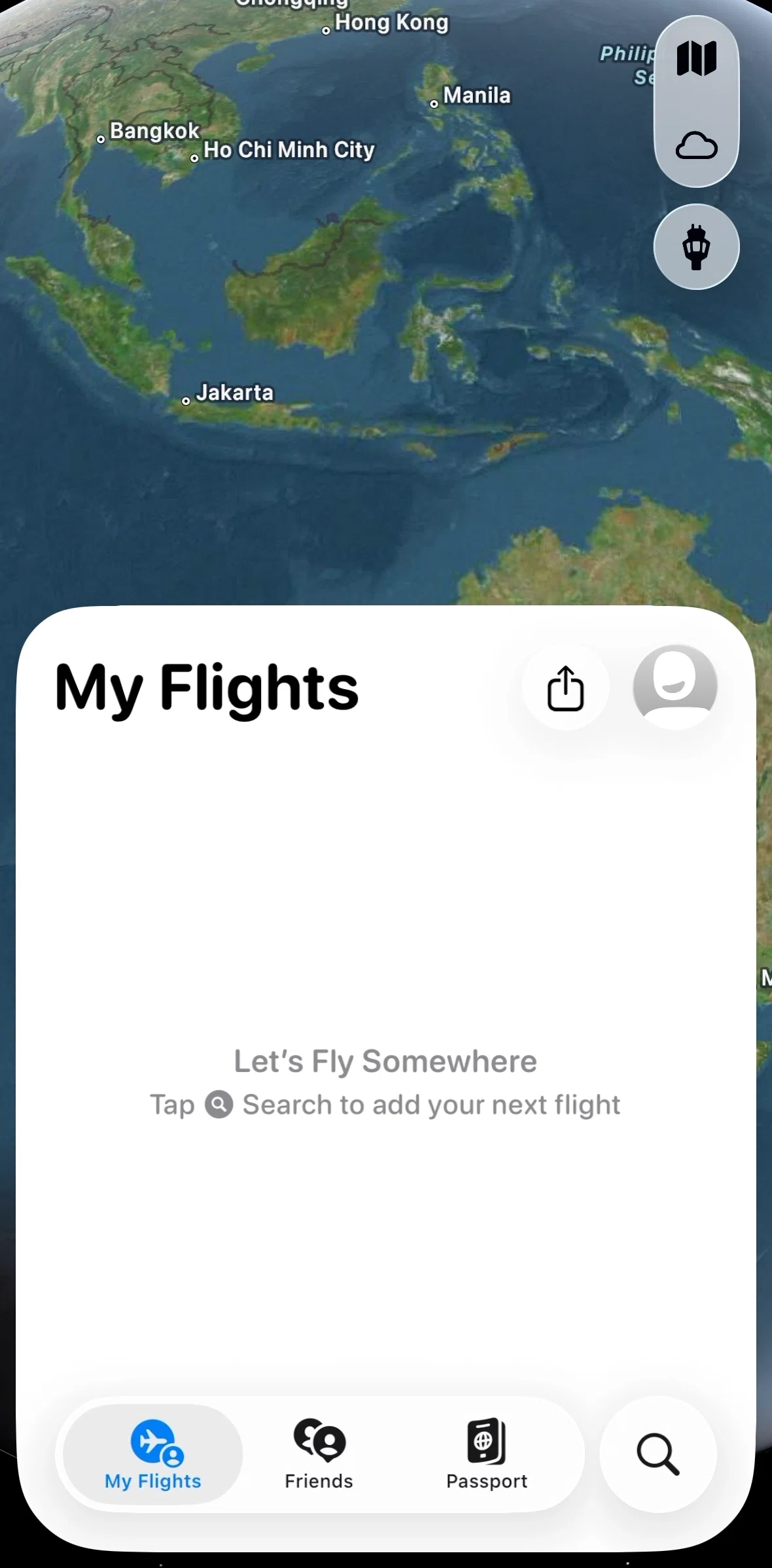 Flighty Screen screen in the Flights flow