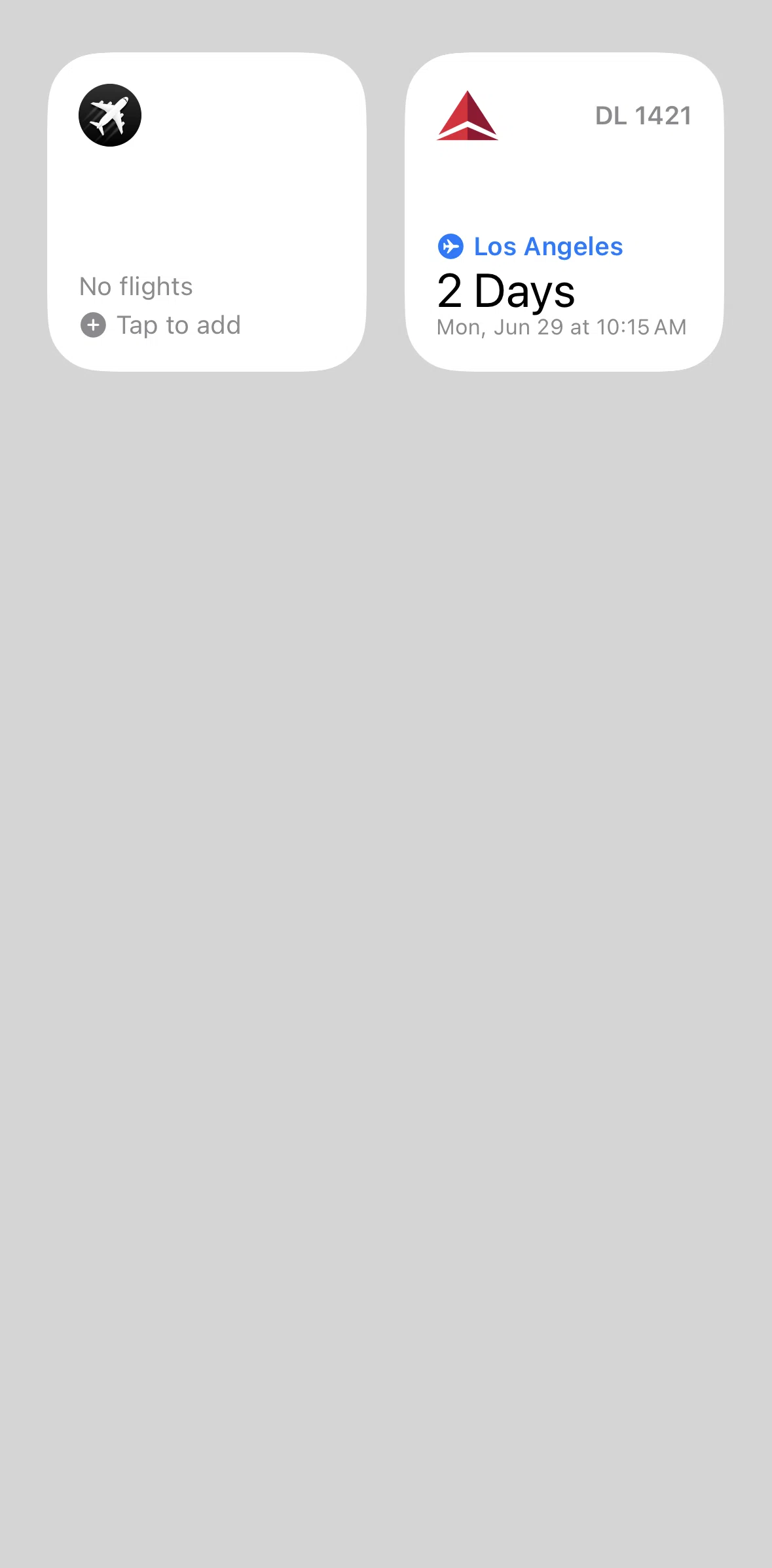 Flighty Screen screen in the Widgets flow