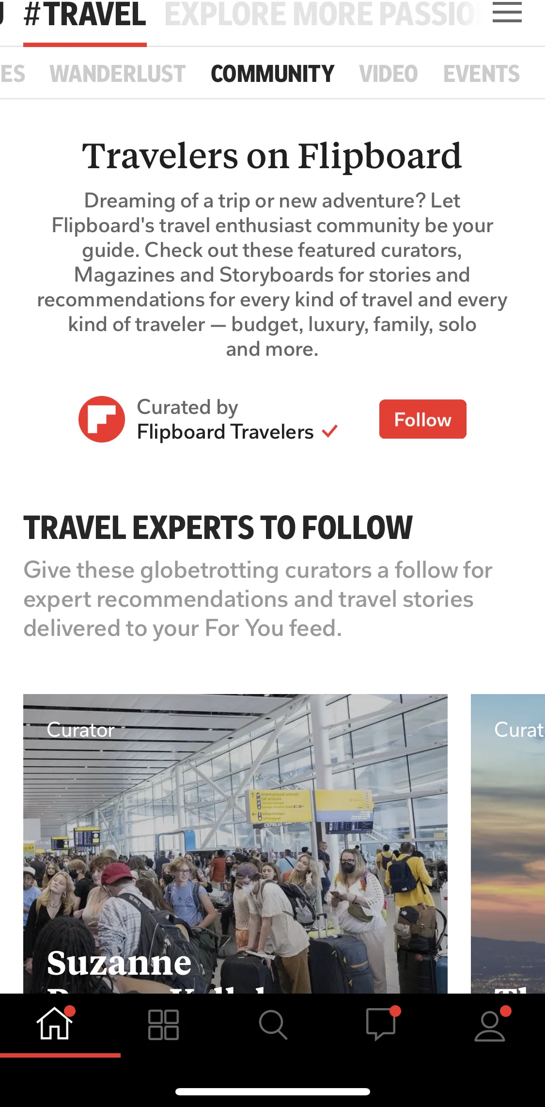 Flipboard Screen screen in the Browse Community flow