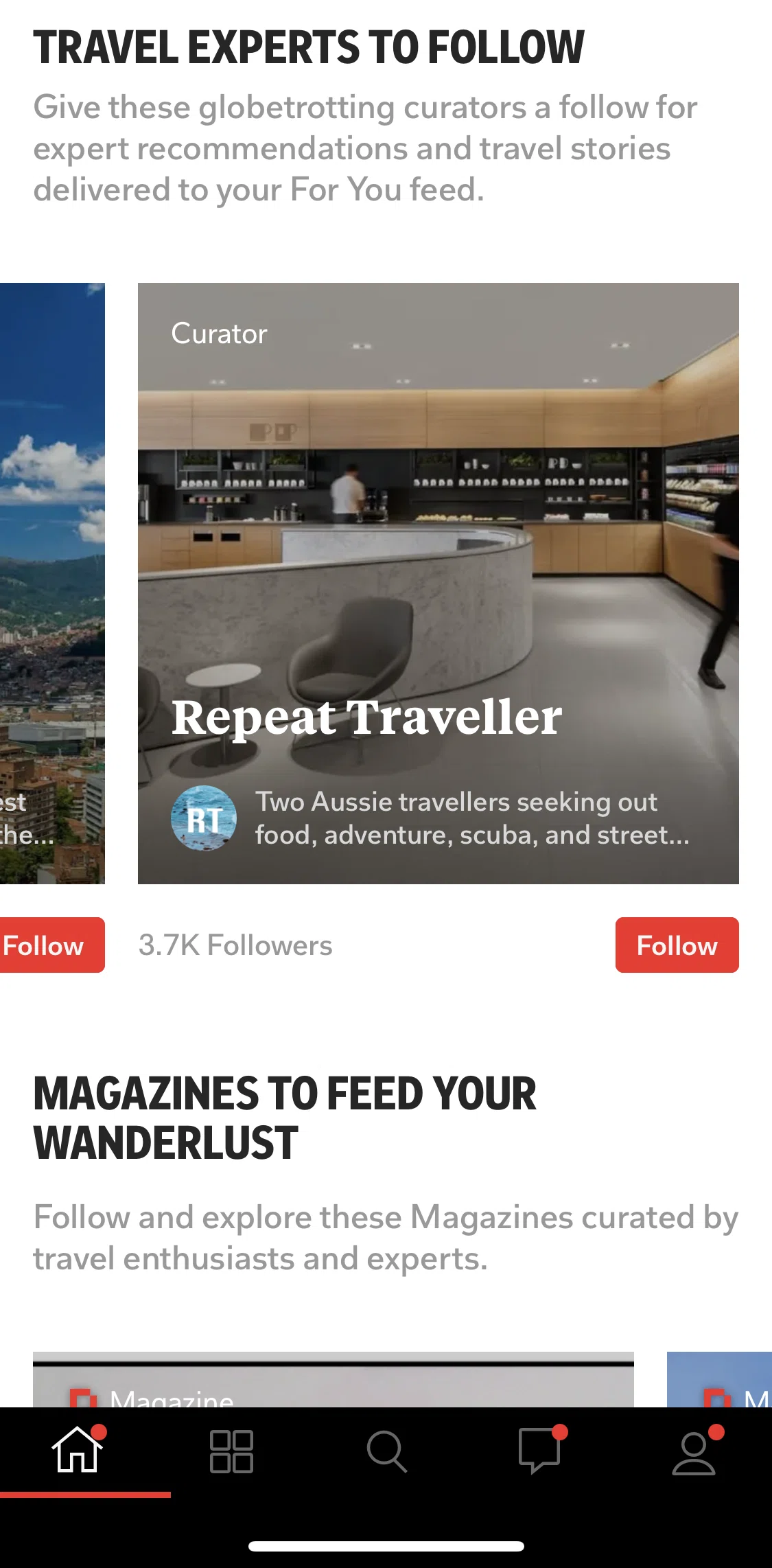 Flipboard Screen screen in the Curator feed flow