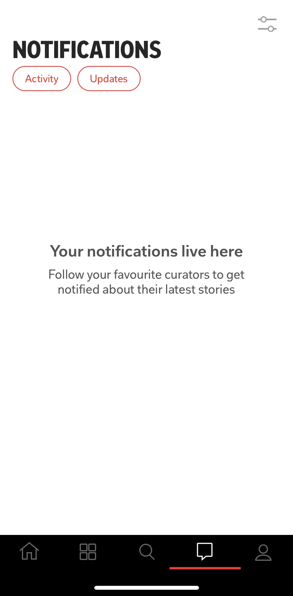 Flipboard Screen screen in the Notifications flow