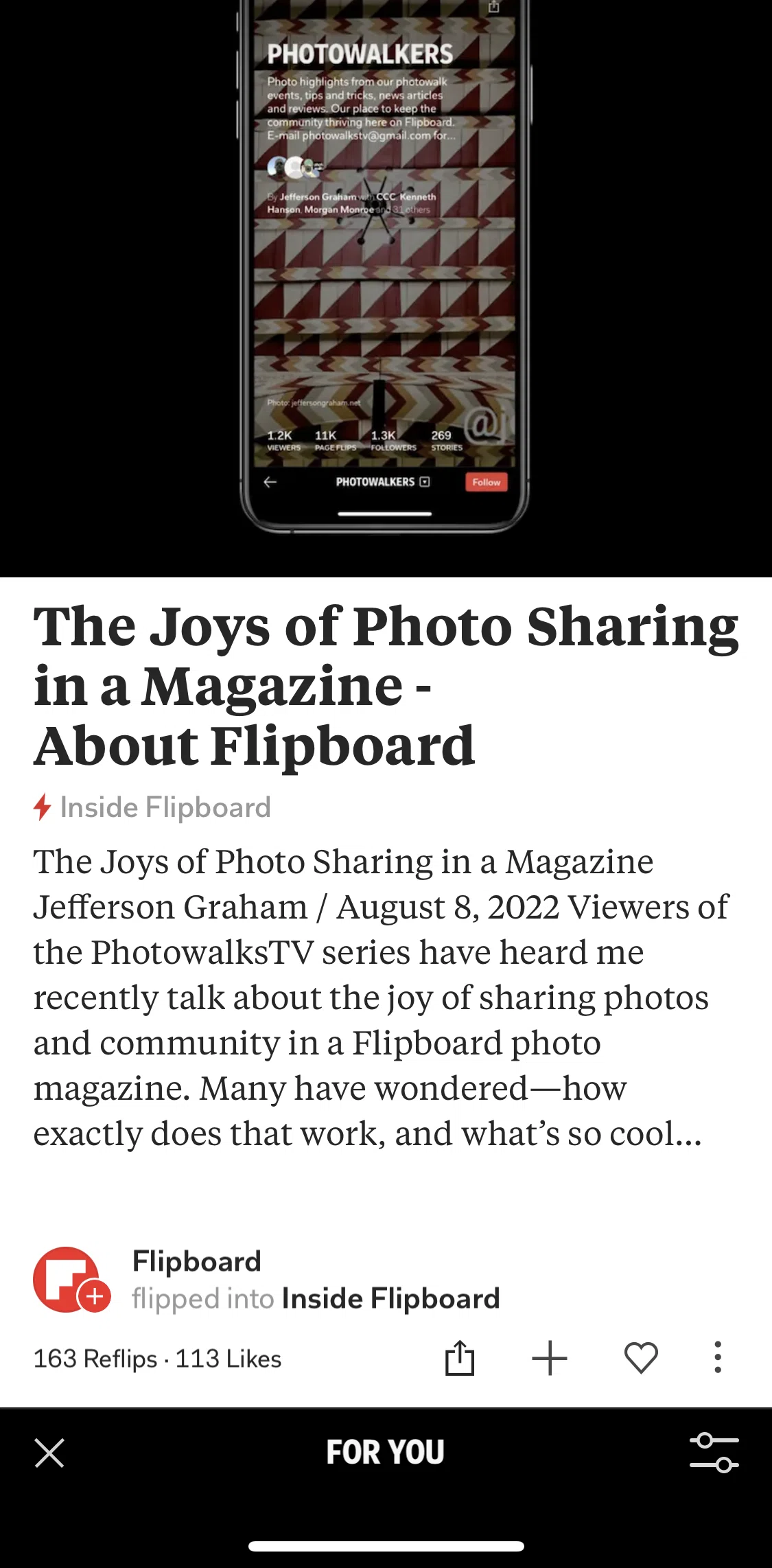 Flipboard Screen screen in the Tuning For You experience flow
