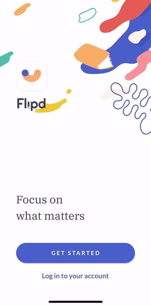 Flipd Start screen screen in the Onboarding flow