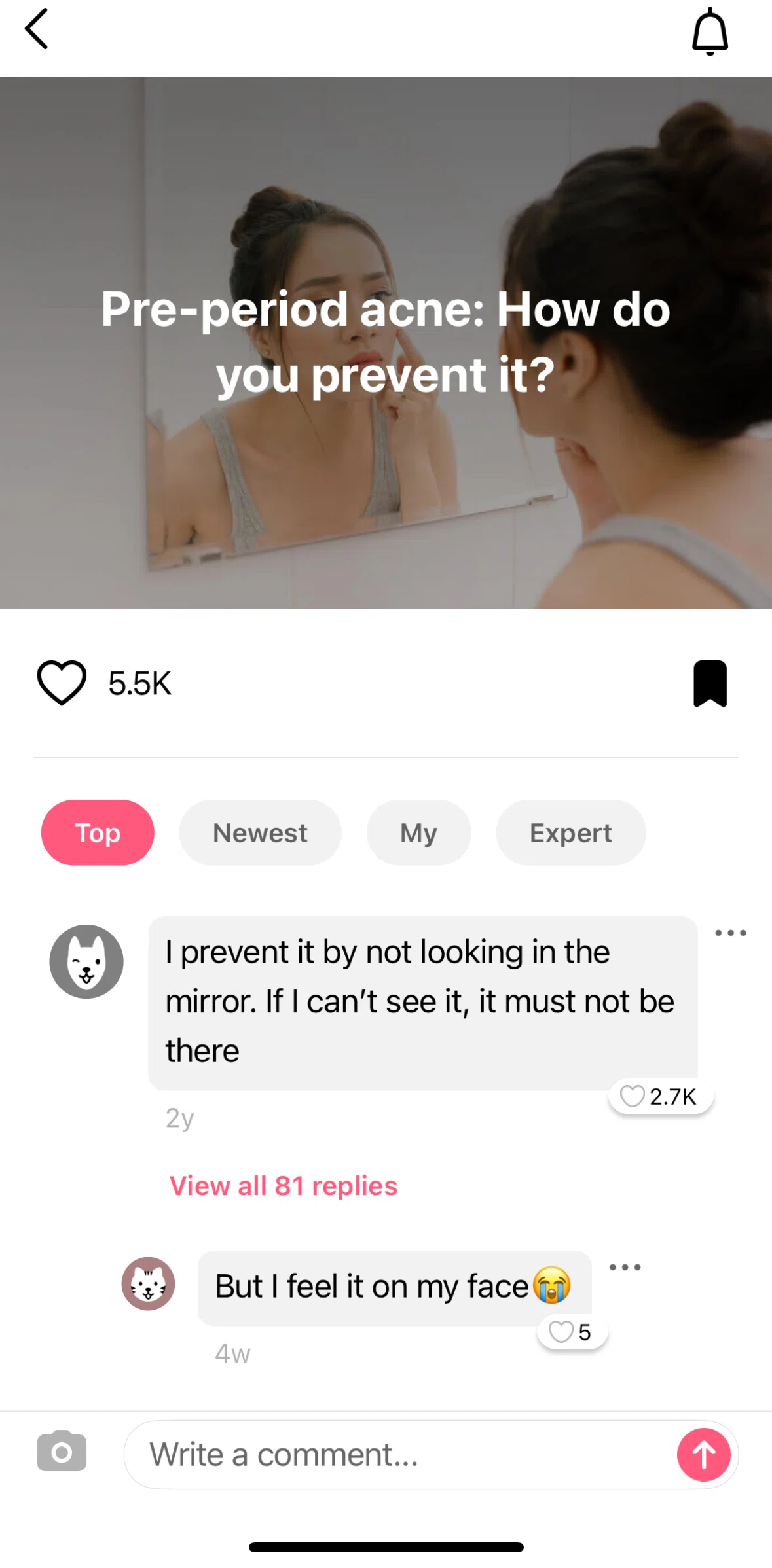 Flo Screen screen in the Liking a comment flow